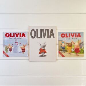 Childrens Olivia Book Lot Olivia/Olivia Leads A Parade/Olivia Builds A Snowlady